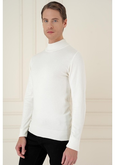 Tr 876 Slim Fit Ekru Klasik Triko Ekru