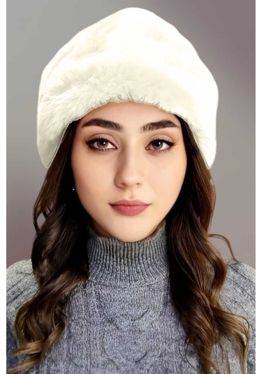 Tezzgelsin Kadın Vegan Kürk Boyunluk Bandana Beyaz