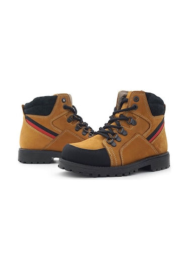 Rakerplus Hakiki Deri Sarı Bağcıklı Fermuarlı Çocuk Bot Sarı