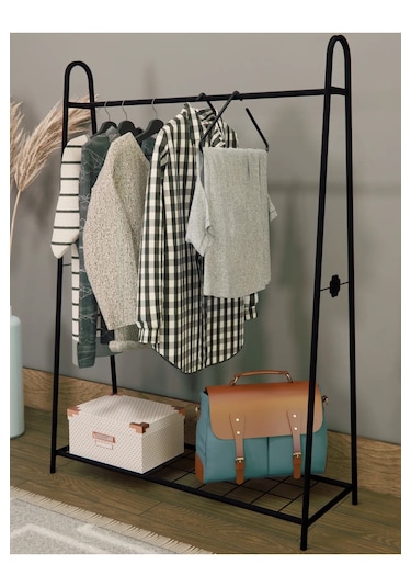 Askılık Modern Konfeksiyon Elbise Askısı Siyah