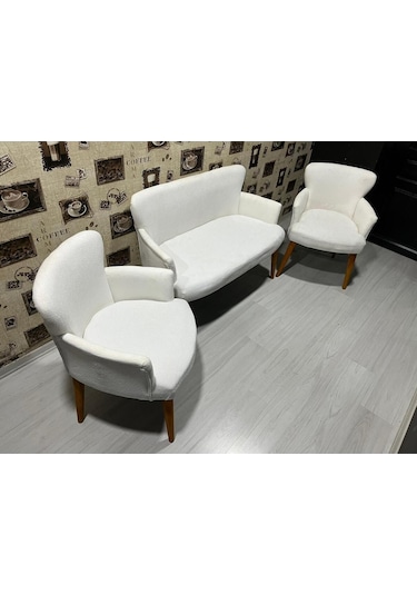 Venqm Bukle Çay Seti Koltuk Takımı Balkon Ofis Mutfak Beyaz
