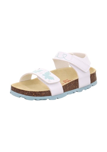 Superfit Desenli Çocuk Mantar Taban Sandalet Beyaz Beyaz