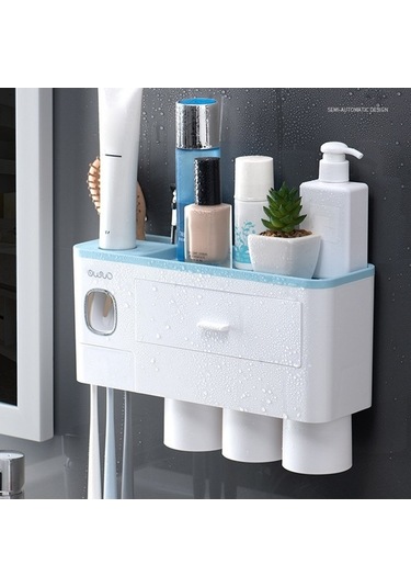 Prestigegoods Aswei A1909 Diş Fırçası Tutucu, Duvara Montajlı Kozmetik Düzenleyici, Gri Diğer