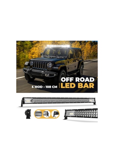 Off Road Led Bar 3 Sıra 108 Cm 540 Watt Beyaz Sarı Mod
