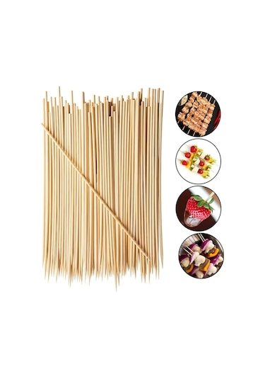 Hayal Sepeti Bambu 6mm Kalın Ahşap Çöp Şiş Çubuğu 40 Cm - 20 Adet