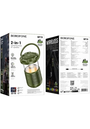 Borofone Kamp Lambası Ve Bluetooth Işıklı Kablosuz Hoparlör Yeşil