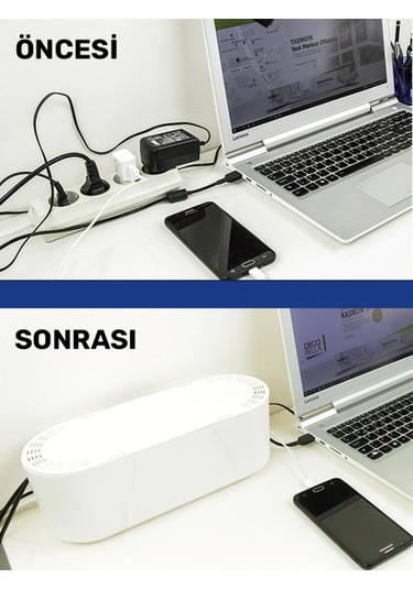 Siyah Kablo Düzenleyici Çoklu Priz Kutusu Kablo Organizer Siyah