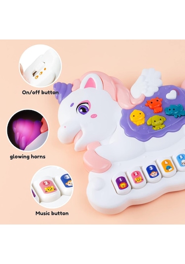 Seher Oyuncak Pilli Müzikli Unicorn Minik Piyano 855-113d