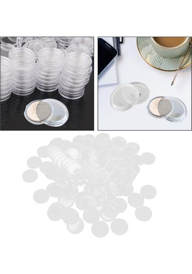 Suntek 100 Adet Temizle Coin Kapları Konteynerler Kutuları 20mm