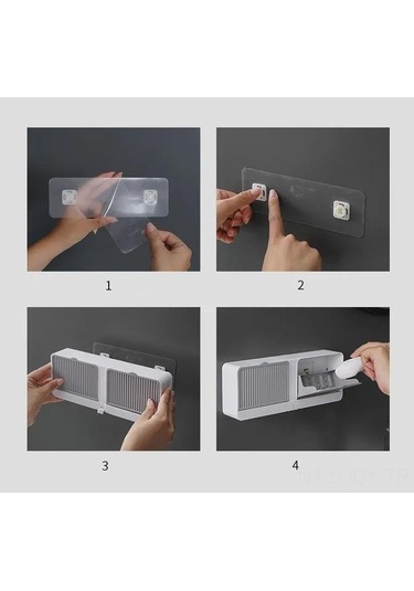 Youmex Banyo/ Mutfak İçin Beyaz Plastik Duvarlı Sabunluk, Deliği Olmayan Yapışkan Montaj, Su Akışı Tepsisi, 2 Bölmeli, Kuru Sabun Koruma Beyaz