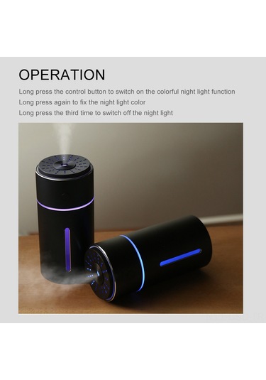 Samdoo Taşınabilir Usb Şarjlı Araç Nemlendirici - 260ml Kapasiteli Led Aydınlatmalı Koku Yayıcı