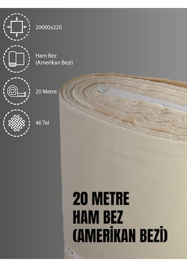 %100 Pamuk 46 Tel Amerikan Bezi Ham Bez Punch Kumaş - Krem 2000x220 CM