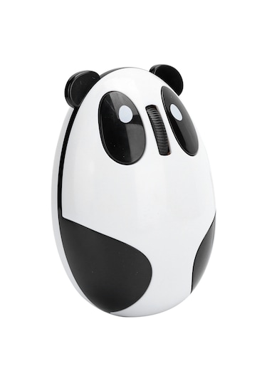 Lemestar Kablosuz Panda Desenli Optik Fare - Yenilenebilir Pil, 10m Menzil, 1200 Dpı, Usb Alıcı, 3 Tuşlu Beyaz-siyah