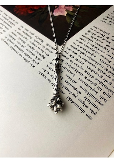 Osmanlı Dikenli Gürz Kolye Erkek Kadın Antik Gotik Gümüş Kaplama Çok REnkli