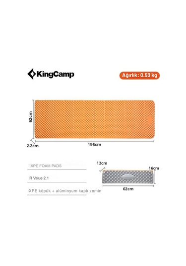 Kingcamp Ultralight Ixpe Yalıtımlı Z Mat R Değeri 2,1 Orange Turuncu