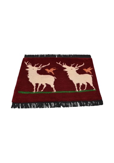 Zehra Abla Halı Yeni El Dokuma Zarif Geyikli Kuşlu Yün Tülü Duvar Halısı 5717 Renkli