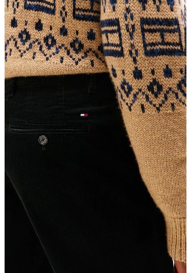 Erkek Denton Düz Paça Kadife Pantolon - Siyah Triple Black