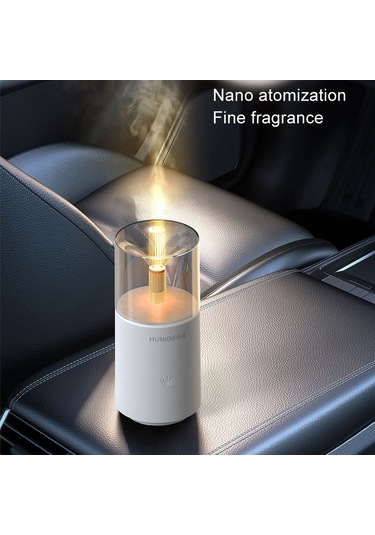 Mum Alevi Aromaterapi Difüzör Otomatik Koku Püskürtücü Mini Ambiyans Mum Işığı Nemlendirici 129 Beyaz