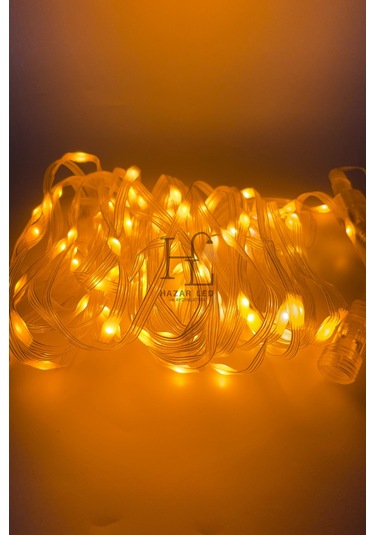 10 Metre Sarı Amber Peri Led Işık Ip64 Dış Mekan Jack Eklemeli Dekoratif Led Işık Yılbaşı Süsü Sarı