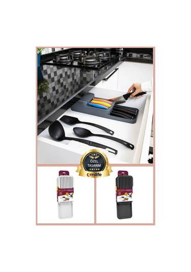 2 Sıra Bıçaklık Çekmece İçi Güvenli Bıçak Düzenleyici, Kaydırmaz Şık Ve Pratik Mutfak Çözümü Diğer