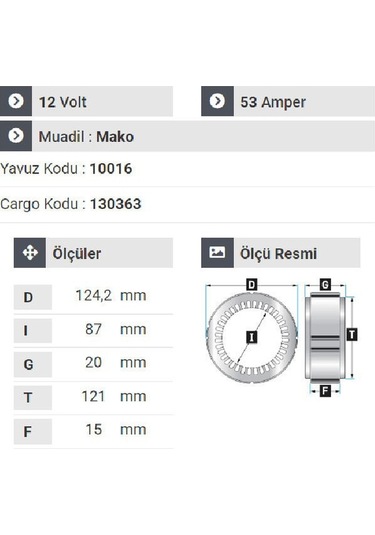 Nursan 110112 Statör 12v 53a Mako Tip 4 Uçlu Em