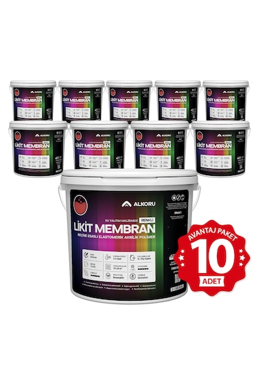 Alkoru 10 Adet 13 Kg Kırmızı Likit Membran Avantaj Paket