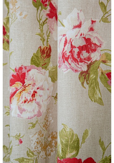 Maira Halkalı Fon Perde Güllü 140x270 Bej