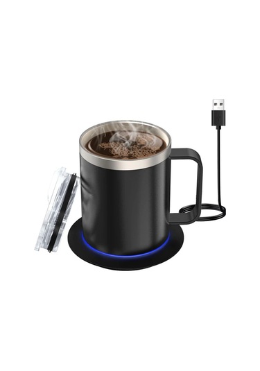 Honeybeeshop Siyah Akıllı Kahve Bardağı Isıtıcısı 55 Cye Kadar Sıcak Tutar Çay Süt Çikolata