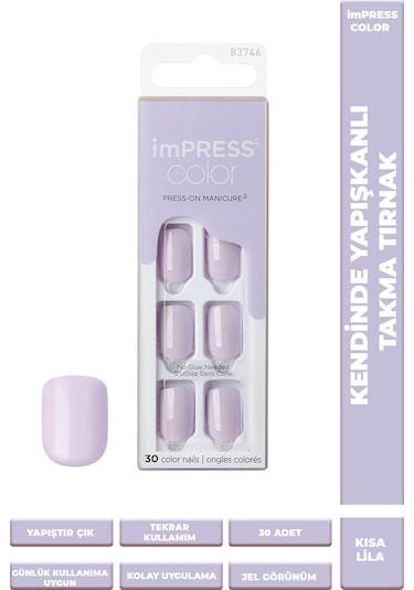 İmpress Color Kendinden Yapışkanlı Takma Tırnak Kısa Lila