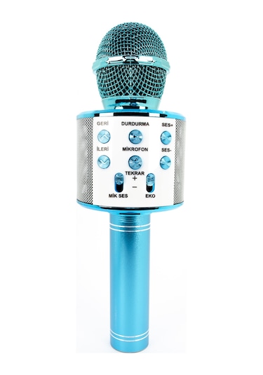 Winex UsbA+TF Sd Kart+3.5mm Aux Bluetooth Karaoke Mikrofonu Mavi