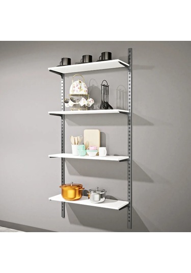 30x90 Duvara Monte Ahşap Raf & Dekoratif Kiler Rafı & Dekoratif Giyim Odası Rafı Siyah