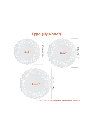 Vkemall 31.5cm Dairesel Gıda Grade Yağ Emici Bezeler, Pasta/pizza/atıştırmalık Servis Dekorasyonu, 150 Adet Paket Diğer