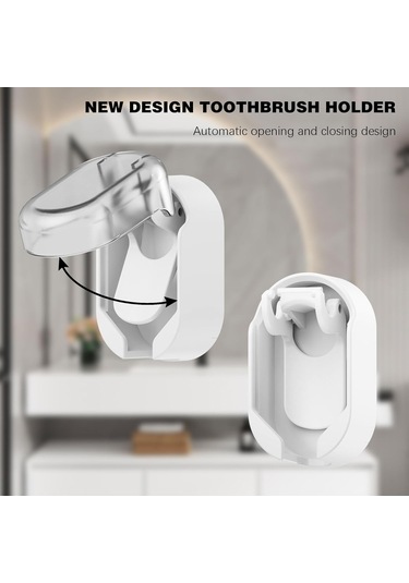 Diş Fırçası Tutucu 4'lü Paket, Toz Geçirmez Elektrikli Diş Fırçası Tutucu Duvara Monte Kendinden Yapışkanlı Diş Fırçası Tutucu Diğer