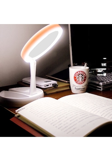 Monozone 10x Katlanabilir Çift Taraflı Usb Vanity Led Işıklı Makyaj Aynası Beyaz