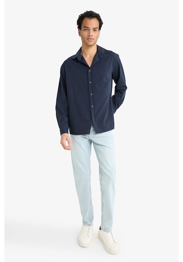 Defacto Regular Fit Polo Yaka Dokuma Uzun Kollu Gömlek F6341ax25aunv163 Lacivert Defacto Regular Fit Polo Yaka Dokuma Uzun Kollu Gömlek F6341ax25aunv163 Lacivert