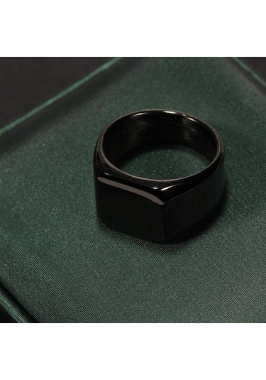 Siyah Moda Pürüzsüz Erkek Paslanmaz Çelik Yüzük Genişliği Signet Kare Parmak Yüzük Hiphop Erkek Düğün Parti Takı Hediye 10 Siyah