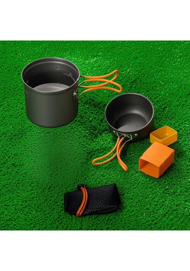 Yaozixa Tomshoo Kamp Çamaşırı Seti: Isıtma Tüpü, Alüminyum Tencere Ve Tava, Çelik Bıçak-kaşık-kürek, 1-2 Kişilik, Hafif Ve Taşınabilir Çok Renkli