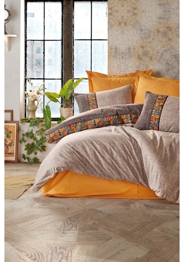 Folk Art Tek Kişilik Nevresim Takimi Vizon.