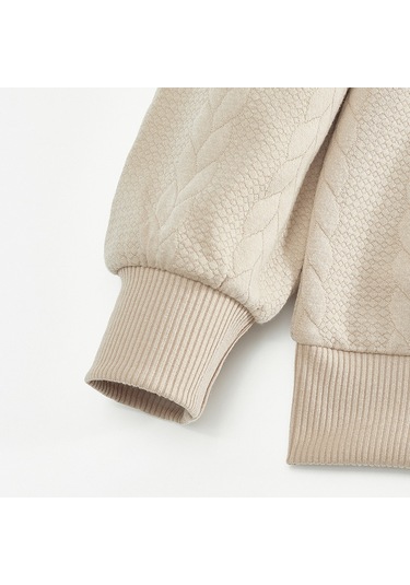 İnce Desenli, Bol Kesimli, Fermuarlı Balıkçı Yaka Kazak Haki