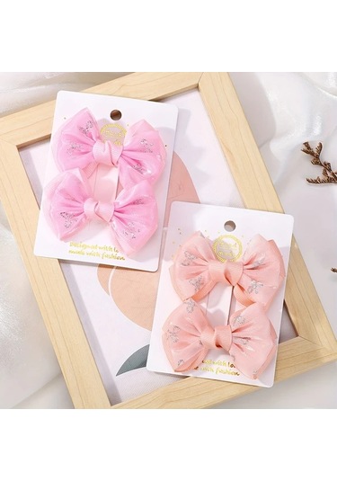 Willowhaven Off White 2li Parıltılı Kurdele Saç Tokası Kız Çocukları İçin Günlük Kullanım Açık Krem