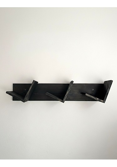 Doğal Ahşap Kitaplık, Dekoratif Tasarım Ahşap Vintage Kitaplık Siyah