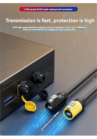Lp-20 Rj45 Konnektör Seti Ip68 Su Geçirmez Siyah