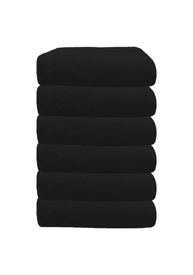 6 Lı Premium %100 Pamuklu Kuaför & Berber Saç Havlusu 50x90 Cm Siyah