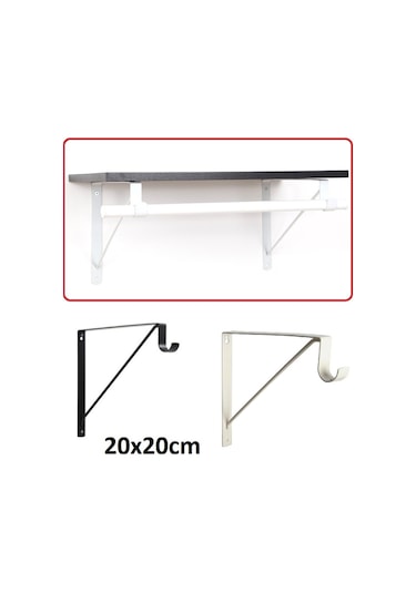 Depolife Raf Tutucu Askı Demirli Askılık Borulu Duvar Ahşap Montajlı Demir