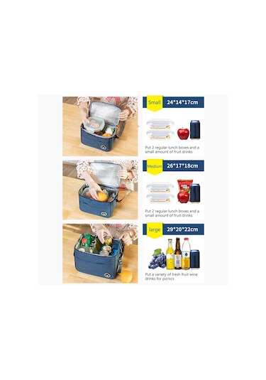 Termal Öğle Yemeği Kutusu Çantası Dayanıklı Su Geçirmez Ofis Soğutucu Kayışlı Öğle Yemeği Kutusu S Siyah Siyah