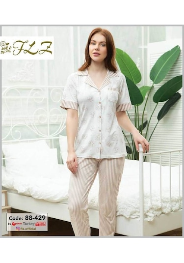 Dowry Flz 88-429 Kısa Kollu Bayan Pijama Takımı-2314-YEŞİL Yeşil