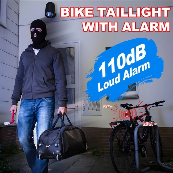 Fortunelane Usb Şarjlı Bisiklet Arka Lambası, 110db Alarmlı, Düğme Kumandalı, Gece Sürüş Güvenliği