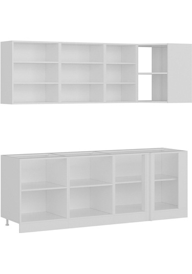 Minar 225cm Köşe Mutfak Dolabı - Beyaz/dore K225-d1