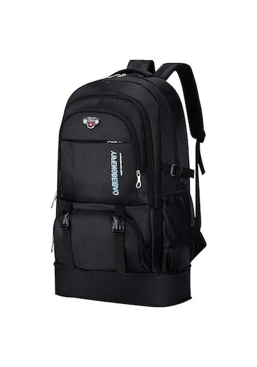 Maoyaya 65l Siyah Yürüyüş Sırt Çantası, Genişletilebilir Su Geçirmez Kamp Çantası Hafif Turing Siyah