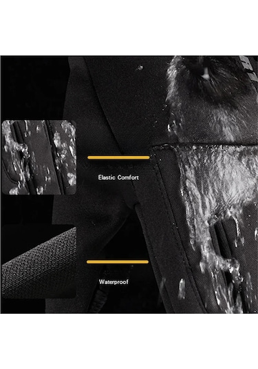 Jialan Kış Su Geçirmez Erkek Eldivenleri Rüzgar Geçirmez Spor Siyah